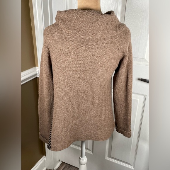 A.IDA Wool Blend Shawl Wrap Cardigan Sweater Italy Brown Black Size S - Picture 6 of 8